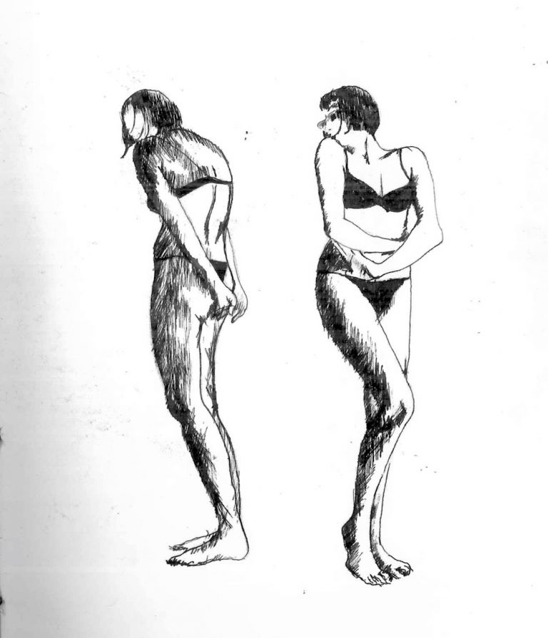 hiding from me - Drawing by Alexia Cocolas